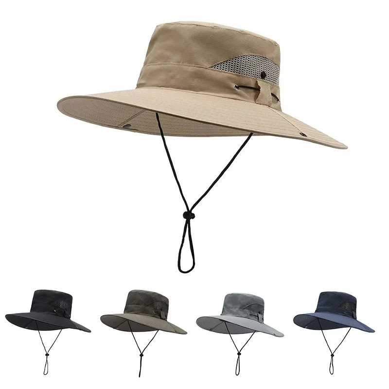 Summer Wide Brim Sun Hat with Neck Flap for Men Women Adjustable Outdoor Quick Drying Breathable Safari Cap Hiking Fishing Hat