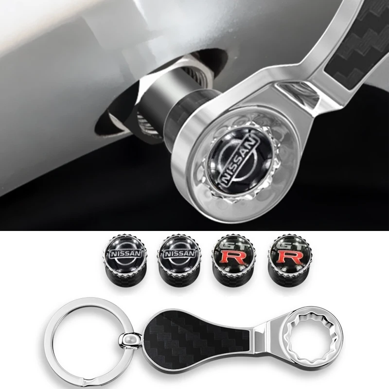 Car Wheel Valve Stems Caps Anti-dust Cover for Nissan GTR Emblem J10 X-Trail Qashqai Juke Leaf Micra NOTE Patrol Pulsar Kicks