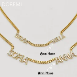 DOREMI 6MM/9MM Cz Names Necklace Jewelry Cuban Chain Personalized Multi Names Women Gift Jewelry Custom Names Family Necklace