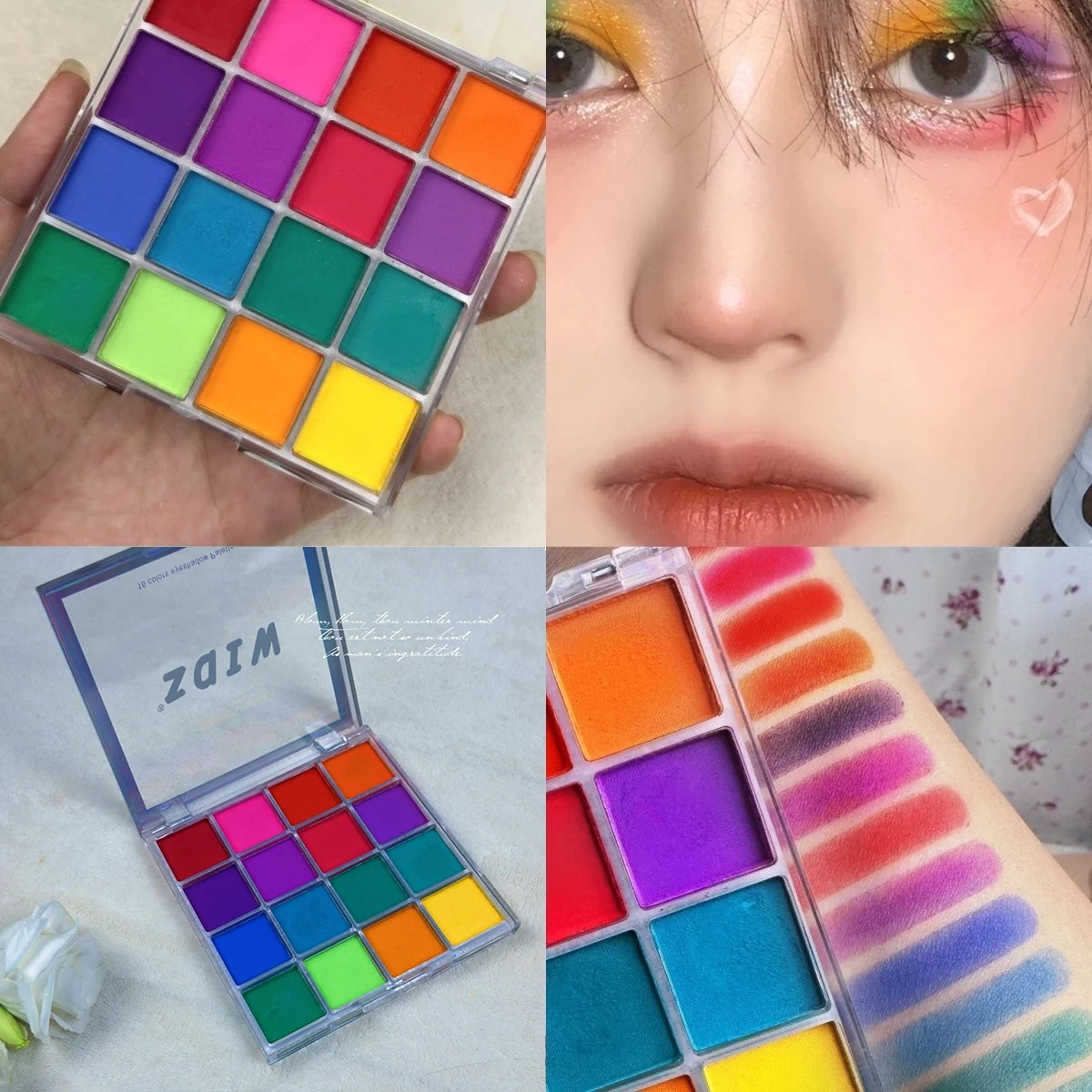 9/16 لون التدرج لوحة ماجيك مرآة مسحوق مجموعة معكرون لامع النيون كروم مسحوق DIYEye الظل ماكياج مسمار فرك الغبار و *