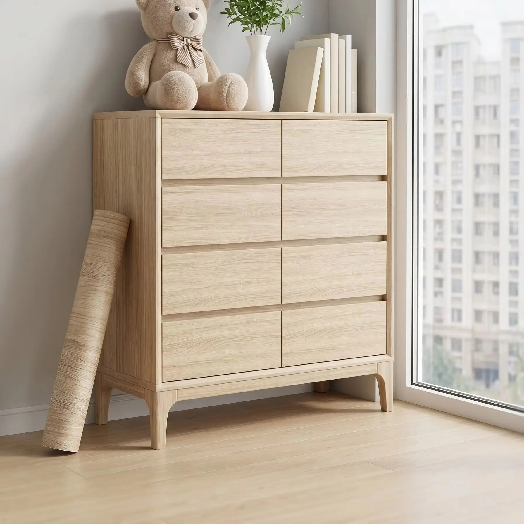Wood Grain PVC Self Adhesive Wallpaper Waterproof Decor Sticker for Wardrobe Cupboard Table Door Kitchen Furniture