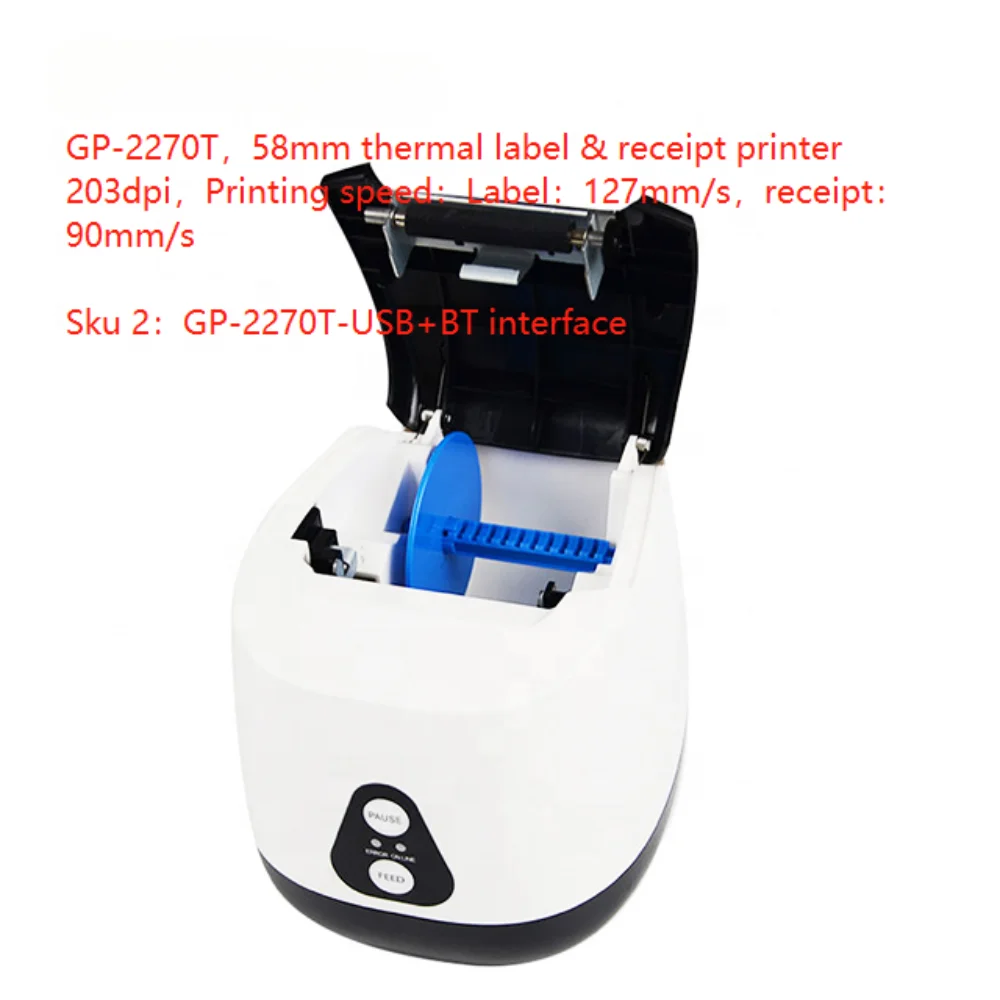 Mini Gprinter GP-2270 2inch 58mm 2 In 1 Thermal Label & Receipt Printer USB Hanging Tag Sticker Thermal Label Barcode Printer