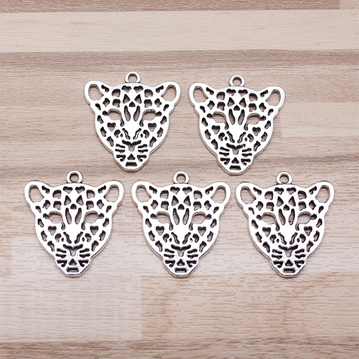 IFOCUS 5pcs/Lot Leopard Head Charms For DIY Jewelry Making Zinc Alloy 28x26mm/1.1x1.02inch