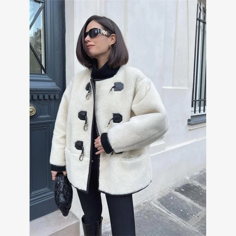 Cardigan ouvert en métal Lo pour femmes, manteau d'extérieur décontracté, coupe ample, nouvelle collection automne hiver