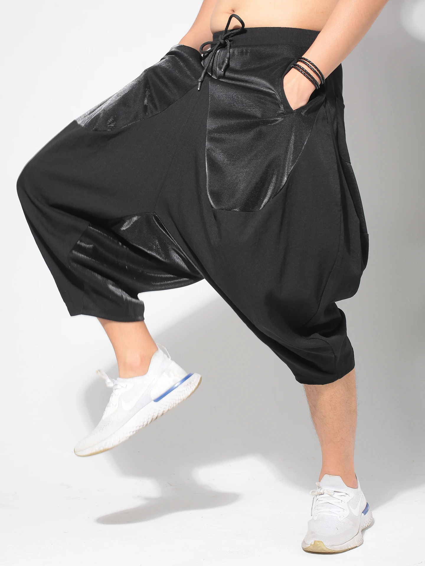 

Мужские летние тонкие брюки-карго с широкими штанинами и низкой посадкой, свободного кроя, укороченные, повседневные, модные