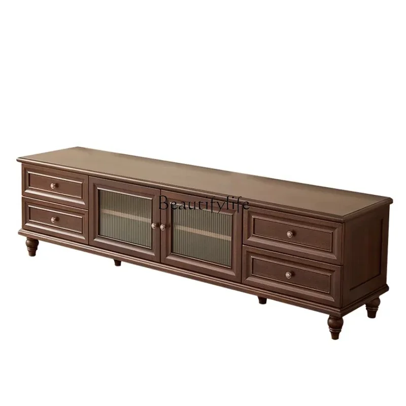 

American Country Style Solid Wood TV Cabinet Vintage French Retro Natural Wood Furniturelx