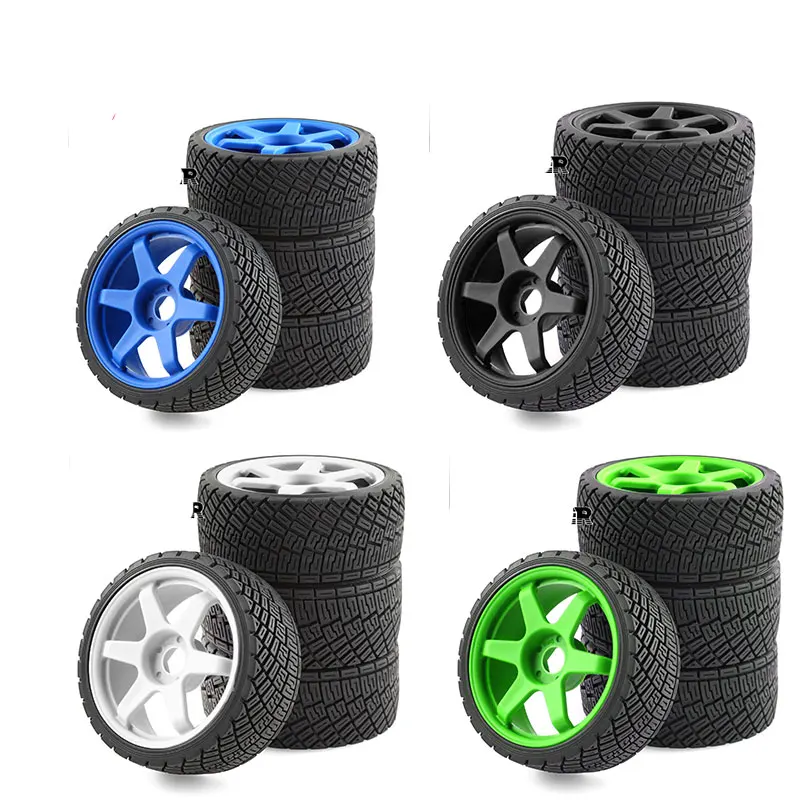 4PCS High‑Grip Rubber 100mm Rally Off‑Road Buggy Tires Wheels 17mm Hex for 1/7 1/8 RC Car ARRMA Traxxas Redcat Losi HPI WR8