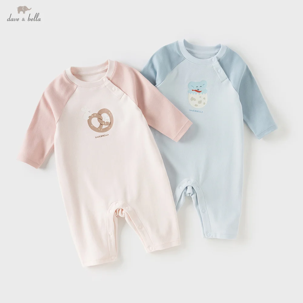 Dave Bella Baby Newborn Pure Cotton Jumpsuit Creeper Boys Girls Gentle Cute Cartoon Romper Comfortable Antibacterial DB3253472