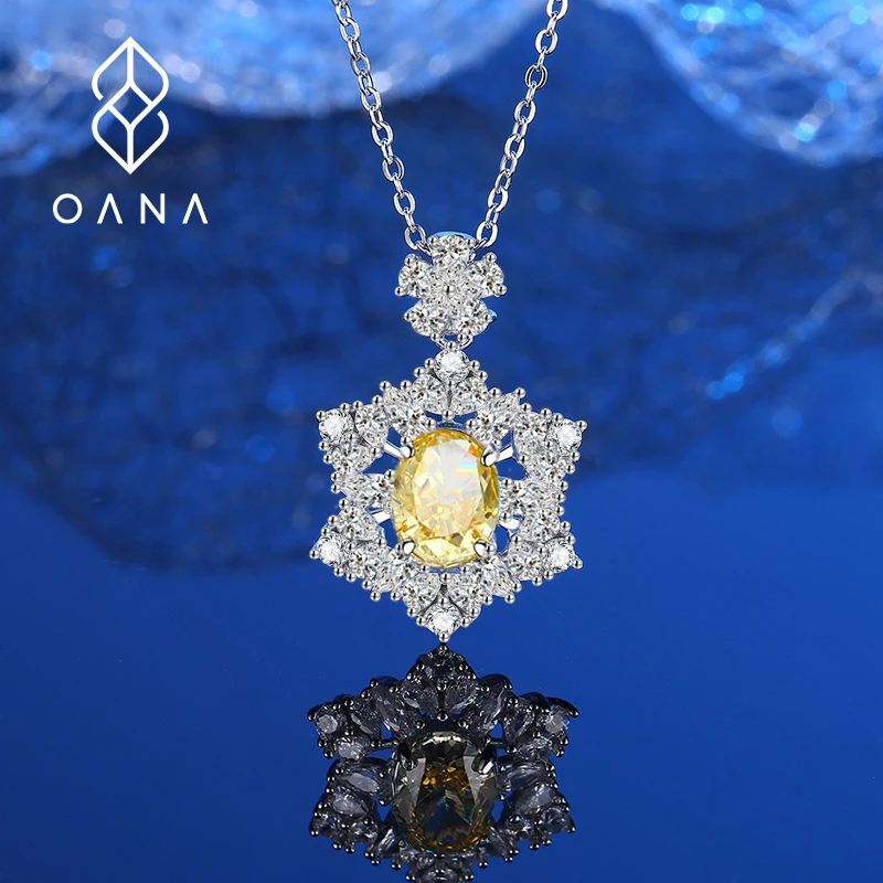 Luxurious And Fashionable Aquamarine Gold Necklace For Women Set With 925 Sterling Silver High Carbon Diamond Ice Flower