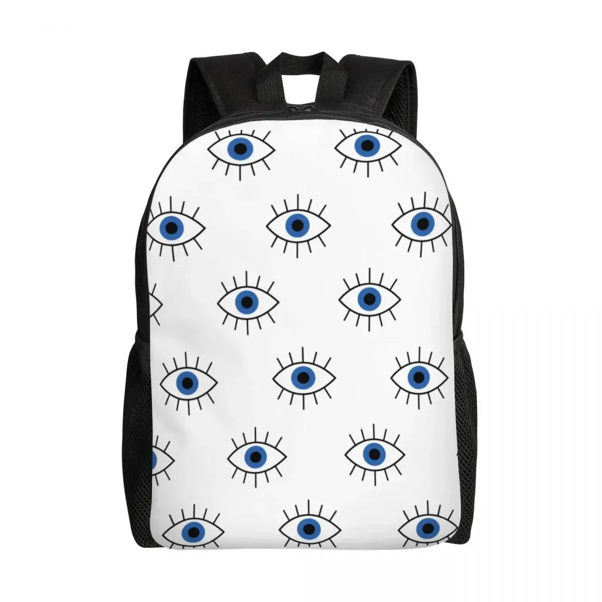 

Customized Cute Blue Turkish Evil Eye Laptop Backpack Women Men Casual Bookbag for School College Students Nazar Amulet Boho Bag