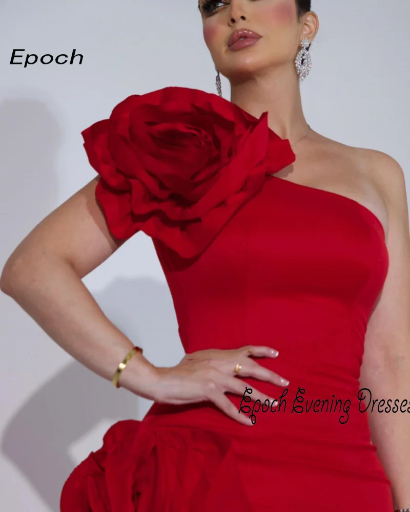 Epoch-vestido de fiesta fruncido con flores en 3D para mujer, traje elegante de un hombro para fiesta de regreso a casa, 2024