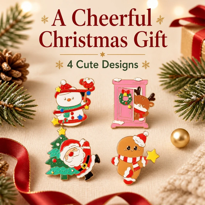 New Christmas Party Gift Brooch Cartoon Cute Snowman Deer Shape Metal Pin Badge DIY Clothing Bags Hat Scarf T-shirt Accessories