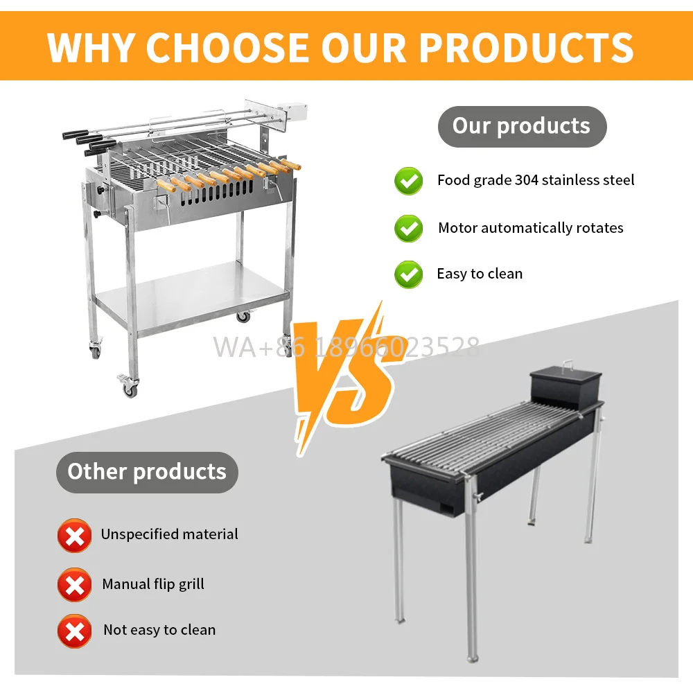 

BBQ Rotisserie Frame for Outdoor Garden Use Stainless Steel Cyprus Grill Foukou Charcoal