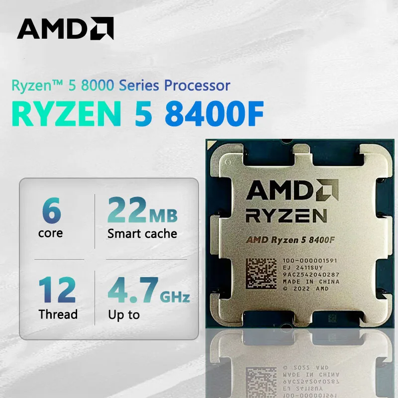 AMD New Ryzen 5 8400F R5 8400F 6 Cores 12 Threads 4.2GHz Desktop computer processor with AM5 Socket CPU