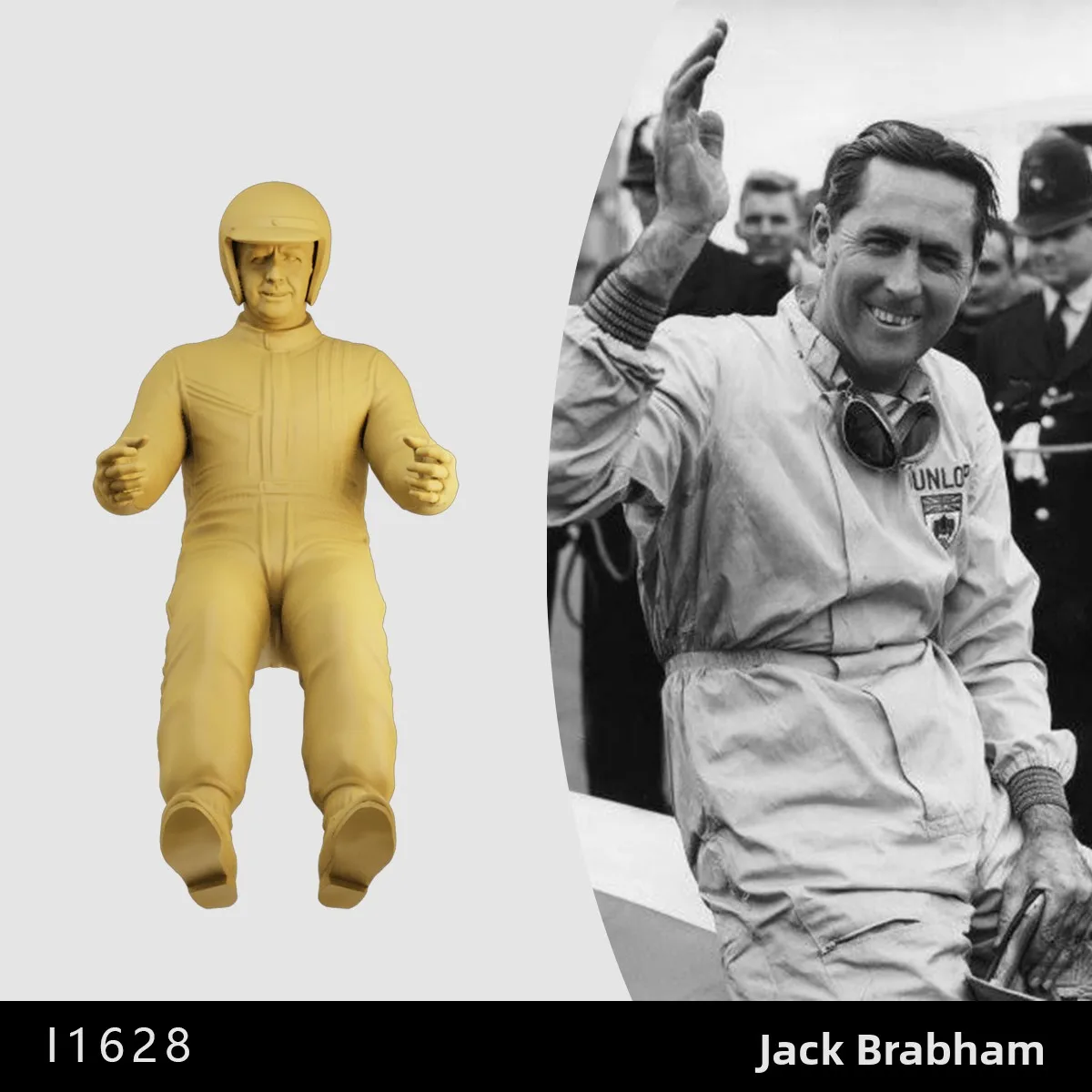 Figura Miniatura Colecionável Jack Brabham Piloto de F1 164 - Modelo de Simulação de Piloto de Corrida em Branco - Brinquedo ...