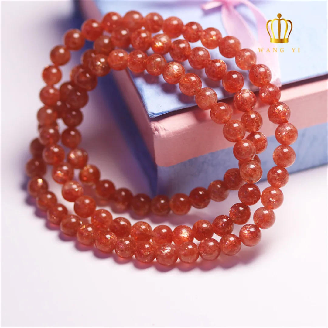 Top Natural Gold Sunstone Gold Strawberry Quartz Bracelet Jewelry For Women Lady Men Love Gift Crystal Beads Strands AAAAA 5-7mm