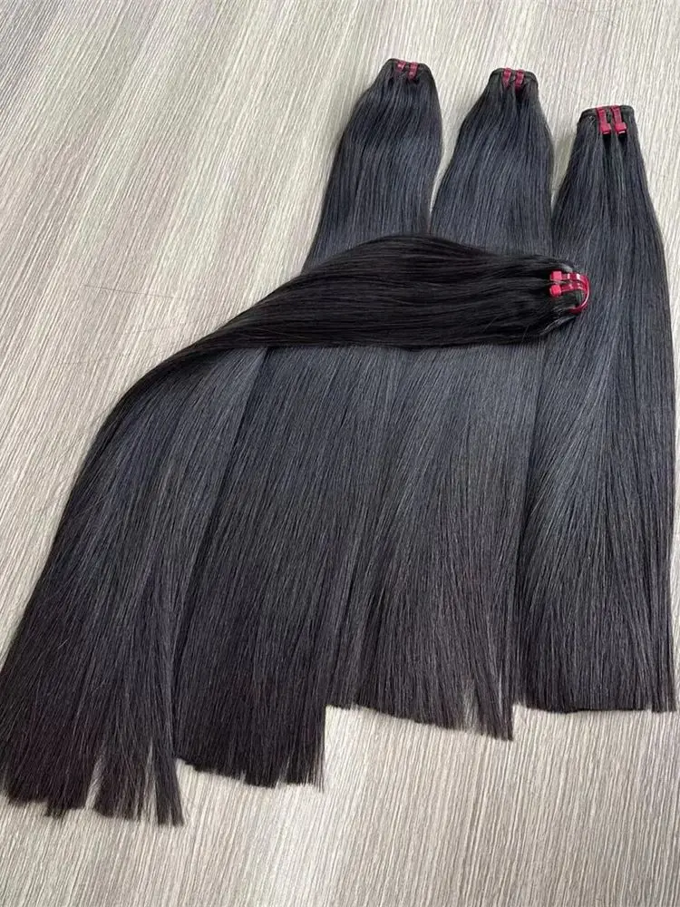 20A Vietnamese Super Dubbelgetrokken Bone Steil Haar Bundels Met 2x6 Sluiting Natuurlijke Kleur Maagdelijk Menselijk Haar Miljonair koningin - afbeelding 2