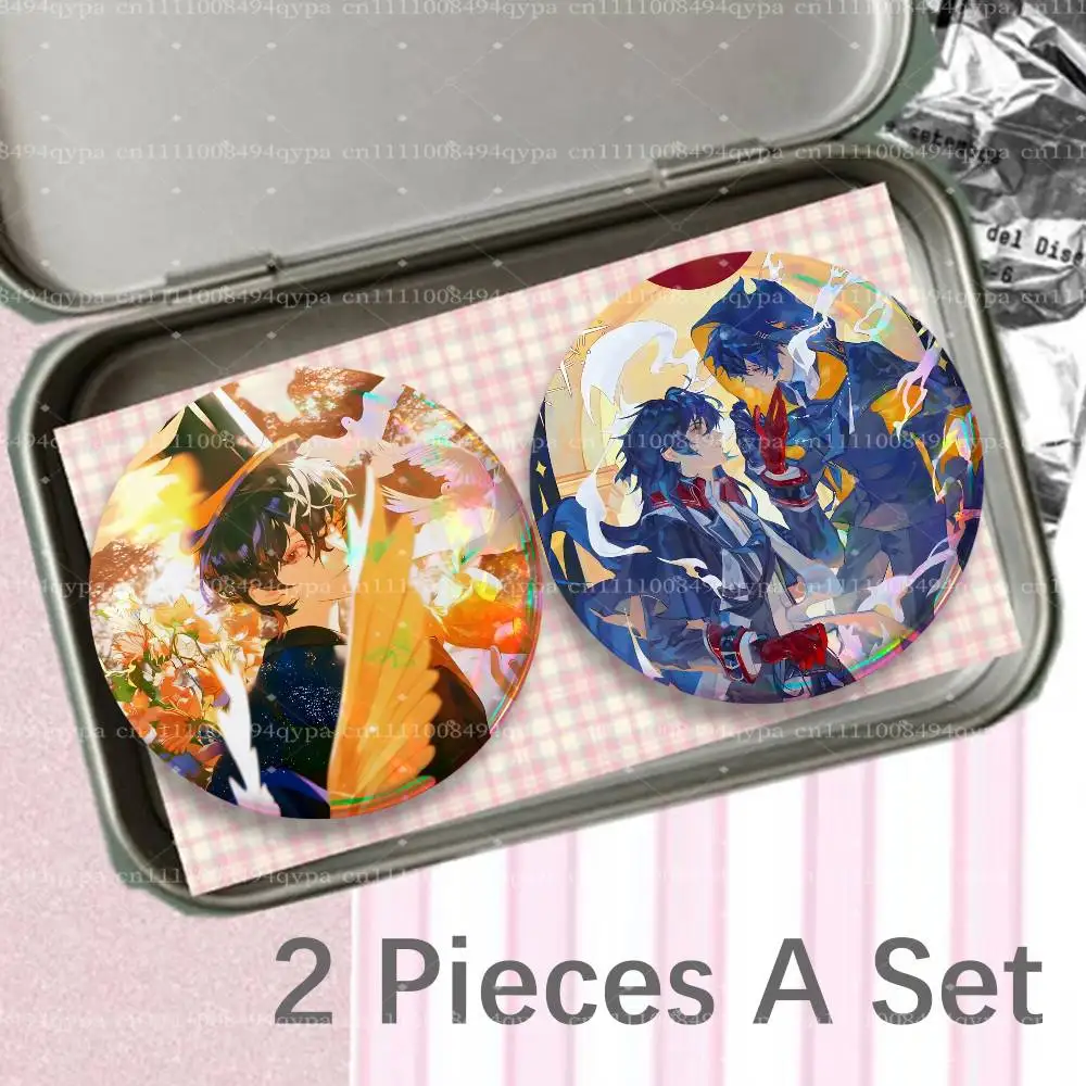 Klein Fool Lord Of M-Mysteries 2 Pieces Badge Set Icons Badges Meme Figure Round Tinplate Brooch Bag Clothes Accessories