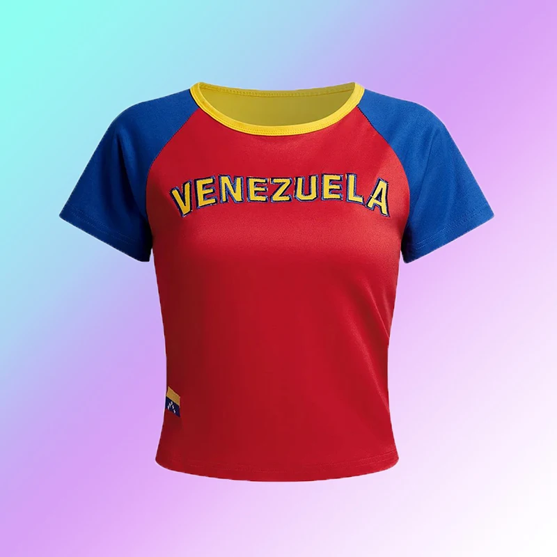 

National alphabet embroidered short sleeve Y2k aesthetic street Gothic retro women's T-shirt summer leisure baby T-shirt