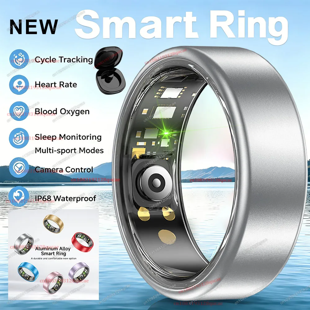 R10 Smart Ring met oplaadcase, multi-kleur ring voor mannen en vrouwen, gezondheids- en slaapmonitoring, hartslagmeting, IP68 waterdicht, multi-sport modus