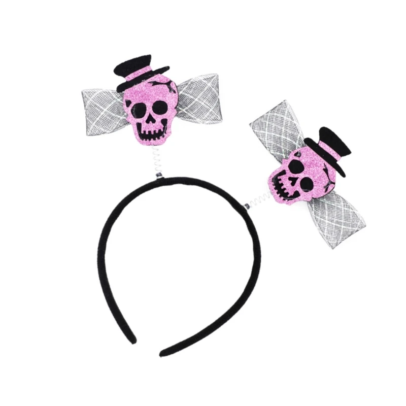 Halloween Skeleton Hairband Dark Series Lace Bowknot Headband Party Accessory