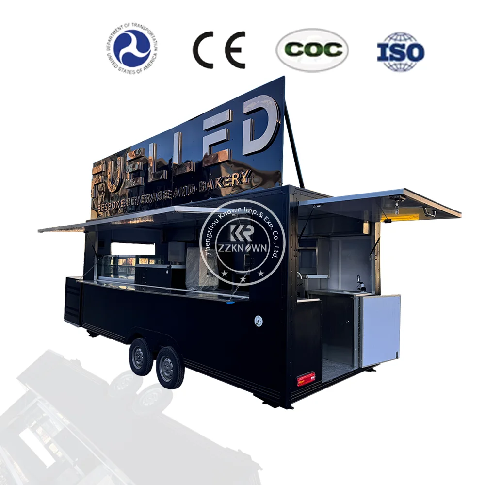 

Customized Food Truck Mobile Kitchen Fully Equipped Concession Coffee Kiosk Street Snack Ice Cream Cart Fast Food Trailer