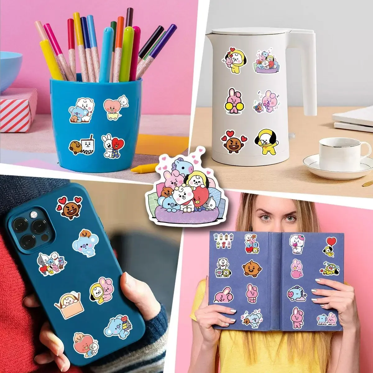100/200PCS BT21 Chimmy Cooky koya RJ Shooky Mang Sticker High Color Value Cartoon Printing Creative Hand Ledger Decoration - view 5