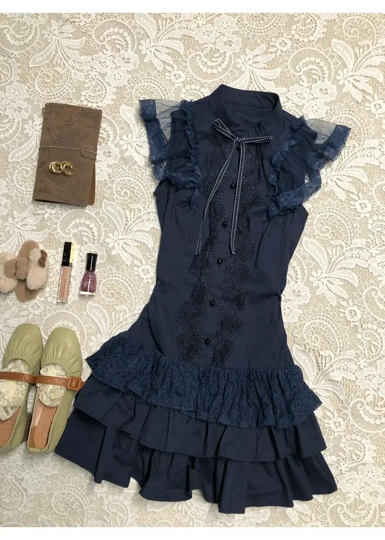 Damen 2000er Y2k Sommerkleider 2025 Gyaru Mode Hohe Taille Party Spitze Kurzes Kleid Sexy Harajuku Niedliche ärmellose Kleider Süß