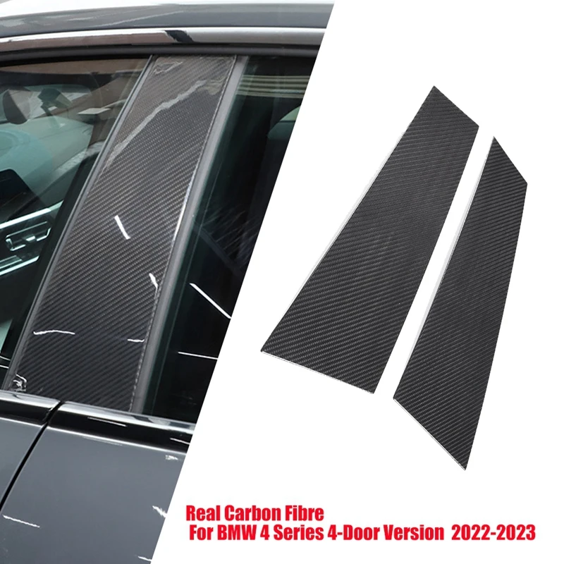 

1Pair Real Carbon Fibre Centre Pillar Trim Panels Parts For 2022-2023 BMW 4 Series 4-Door Version Window Column Molding Strip