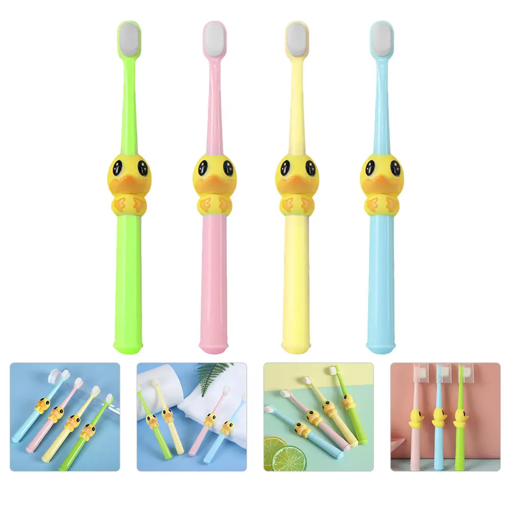 

4 Pcs Children Toothbrush Cartoon Kids Toddler Baby PP Soft Bristles Oral 10 Years Yellow Pink Green Blue
