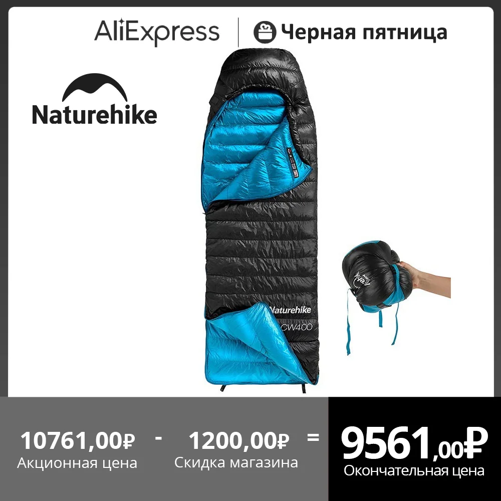 Naturehike CW400 Sleeping Bag Winter Lightweight 650FP Duck Down Sleeping Bag Ultralight Waterproof Hiking Camping Sleeping Bag