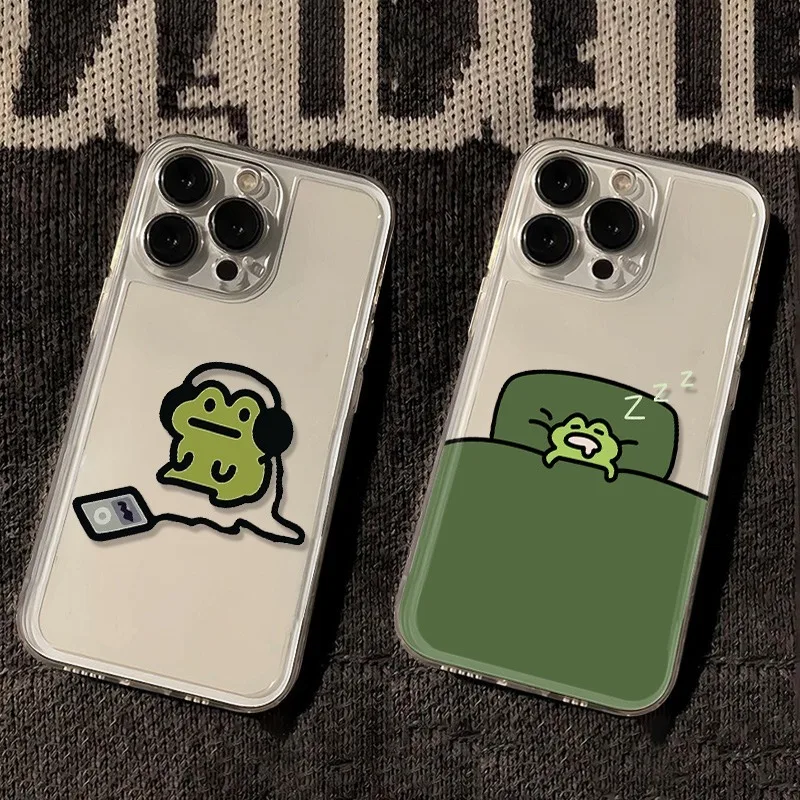 Cartoon Sleep Frog Phone Case for Samsung Galaxy S25 S24 S23 S22 Ultra Plus S21 FE A34 A15 A35 A52 A53 A54 5G Soft Clear Cover