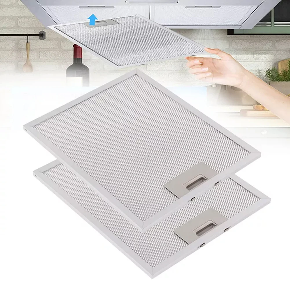 2PCS Silver Cooker Hood Filters Metal Mesh Extractor Vent Filter 350 X 285 X 9mm Aluminum Alloy Hoodsrange Hood Vents Tools