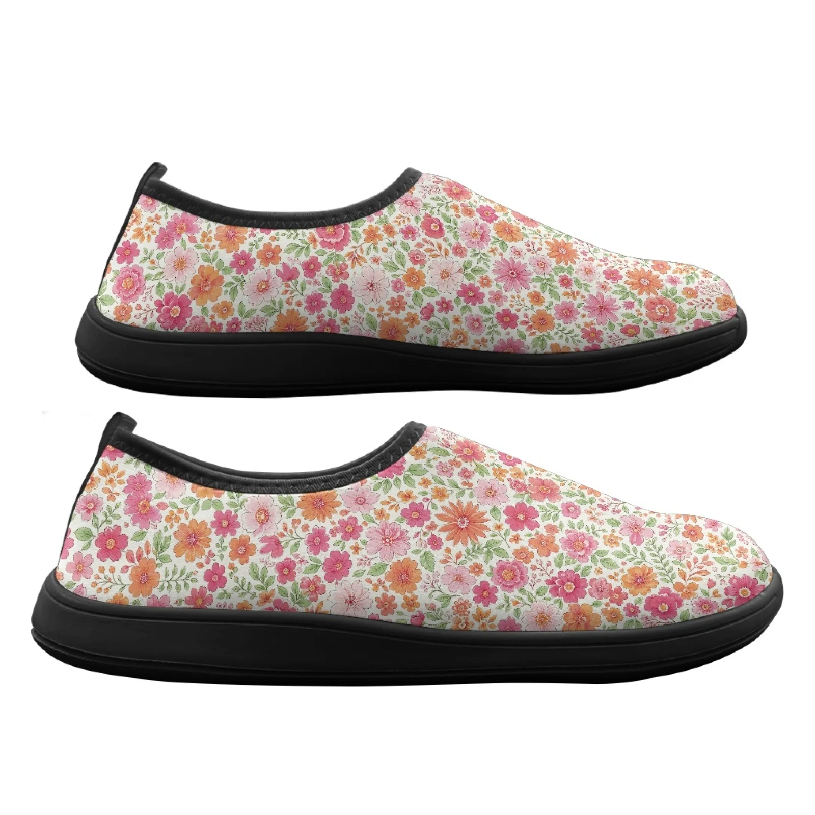 PENSTROLL Flowers Wide Toe Box Athletic Shoes for Walking Polyester & EVA Casual Flats Casual Sneakers