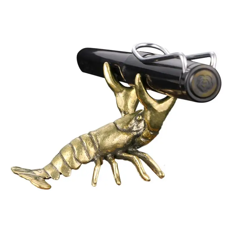 Crayfish Pen Holder Retro Pen Stand Unique Craft Lucky Crayfish Decoration Brass Desk Ornament For Dorms Tables Schools Desks