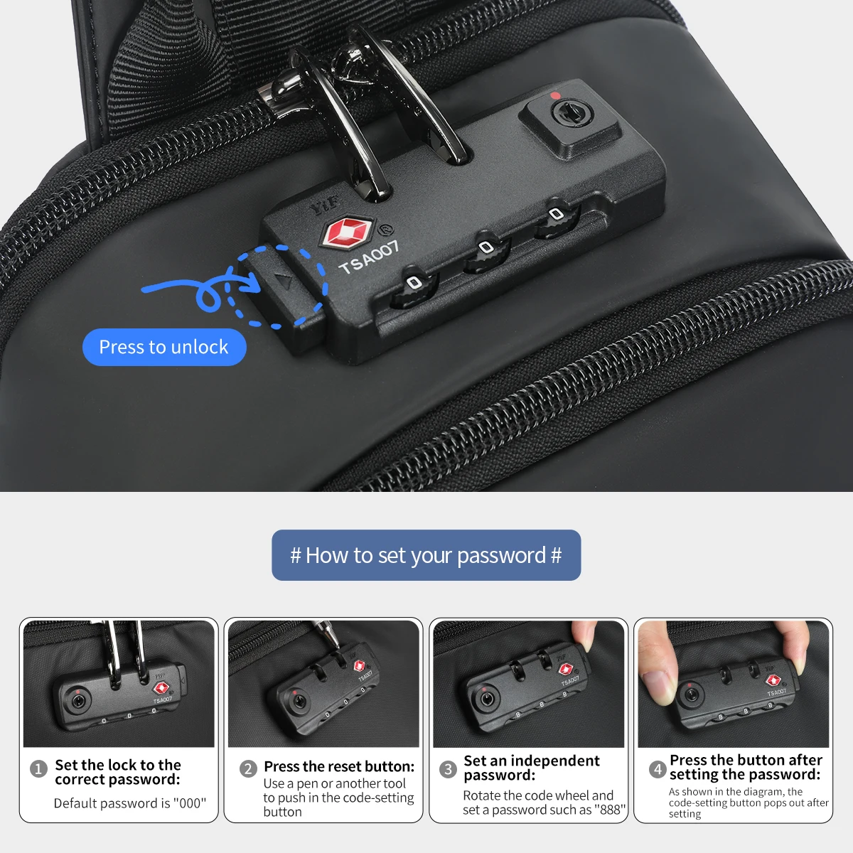 Lifetime Warranty Chest Bag Men 9.7inch IPad Pack Korean Style Shoulder Bag Waterproof Cross Bag Men' s Bag TSA Anti Theft Pack