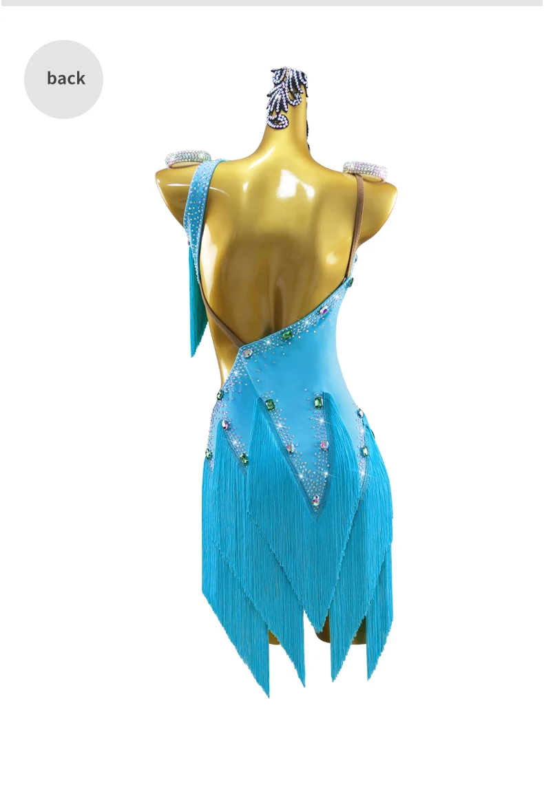 Lateinamerikanisches Tanzkleid, Partykleidung, Tanzbekleidung für Damen, lyrisches Kostüm, Ballsaal-, Karnevals-, Bühnen- und Abendgarderobe, elegantes Party- und Auftrittsoutfit. – Detail 10