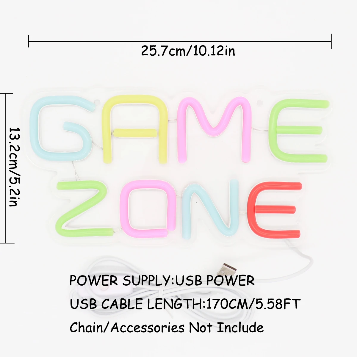 1pc Colorful GAME ZONE LED Wall Art Neon Sign For Game Room Game Zone Party Show Event Decoration Gifts 10.12''*5.2''