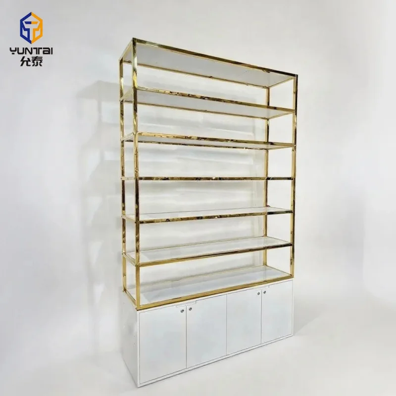 custom.Elegant Wooden Perfume Display Racks Customized Wall Cabinet Beauty Shop Deco