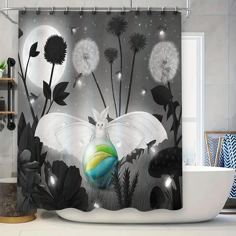 

Botanical Shower Curtain Nature Forest Greenery Leafy Backdrop Bathroom Decor Vintage Floral Washroom Cover Artistic Design