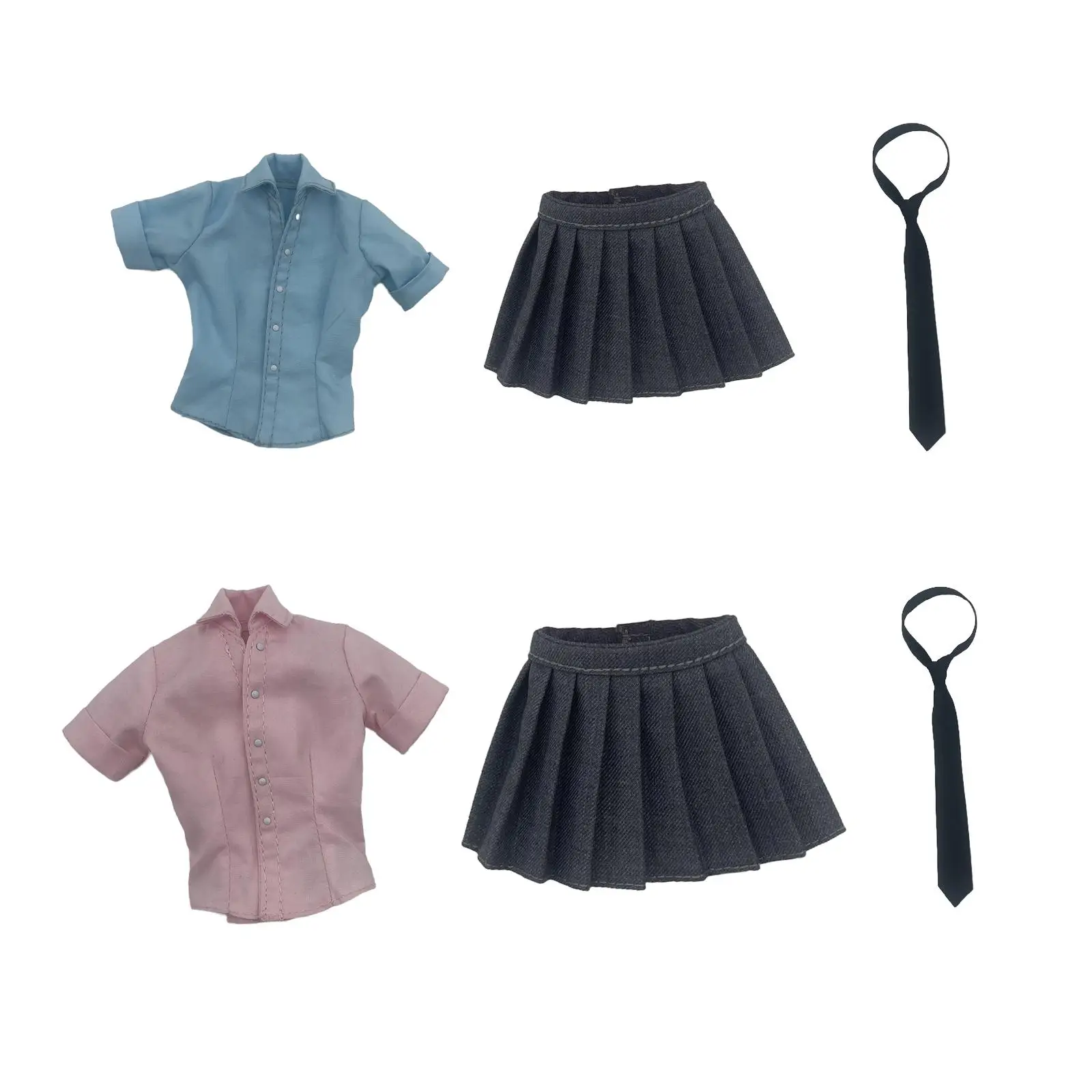 1/6 Scale Female Shirt Model Doll Toy Stylish Uniform Action Figures Skirt