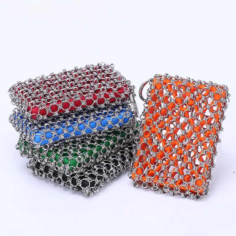 Cast Iron Cleaner Stainless Steel Chainmail Scrubber for Skillet Wok Pot Pan Pre-Seasoned Pan BBQ Grill Brus Kitchen Accessories