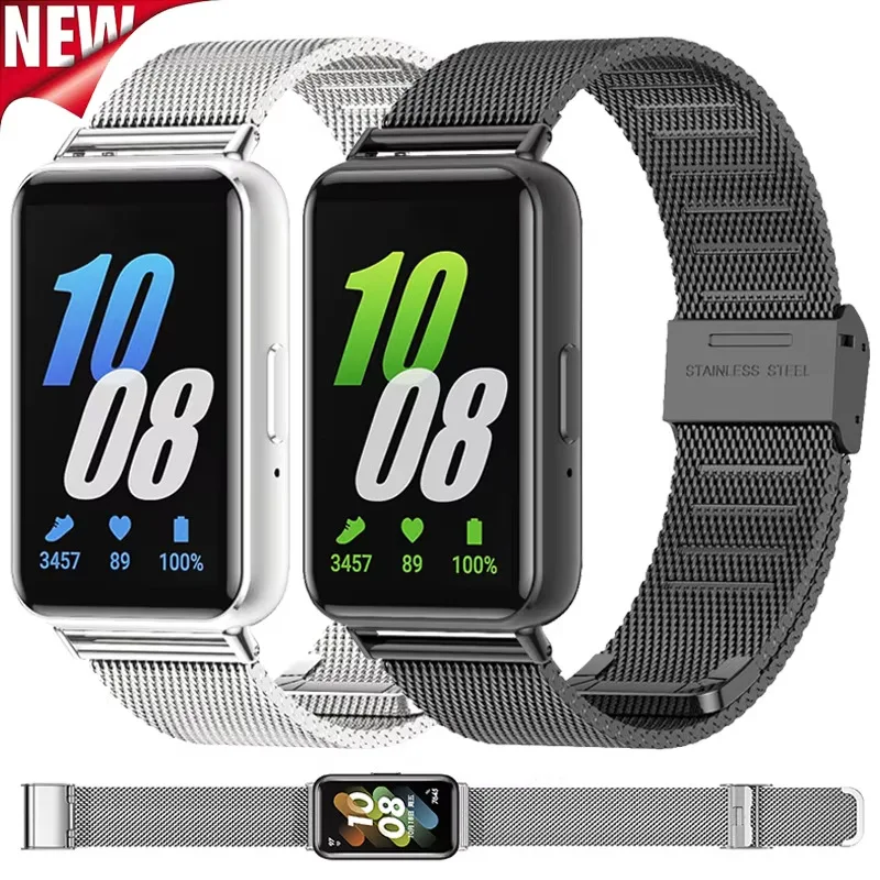 For Samsung Galaxy Fit3 Strap Metal Milan Adjustable Snap Watch Bands for Samsung Milanese Strap