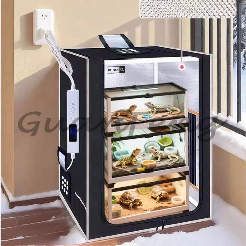 ‌Reptile Terrarium w/Temp Ctrl, Ventilated Enclosure, Adjustable Hibernation Box, Spacious Habitat for Lizards & Geckos
