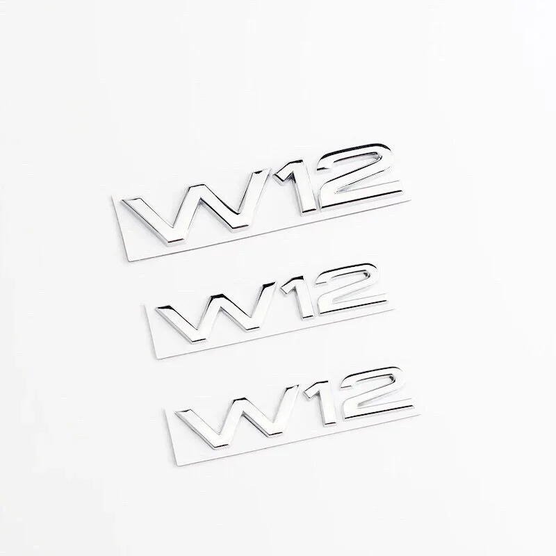 3D Metal Chrome Black W12 Logo Letters Decal Car Fender Trunk Badge For Audi A8 D3 S8 A8L Q7 W12 Emblem Sticker Accessories