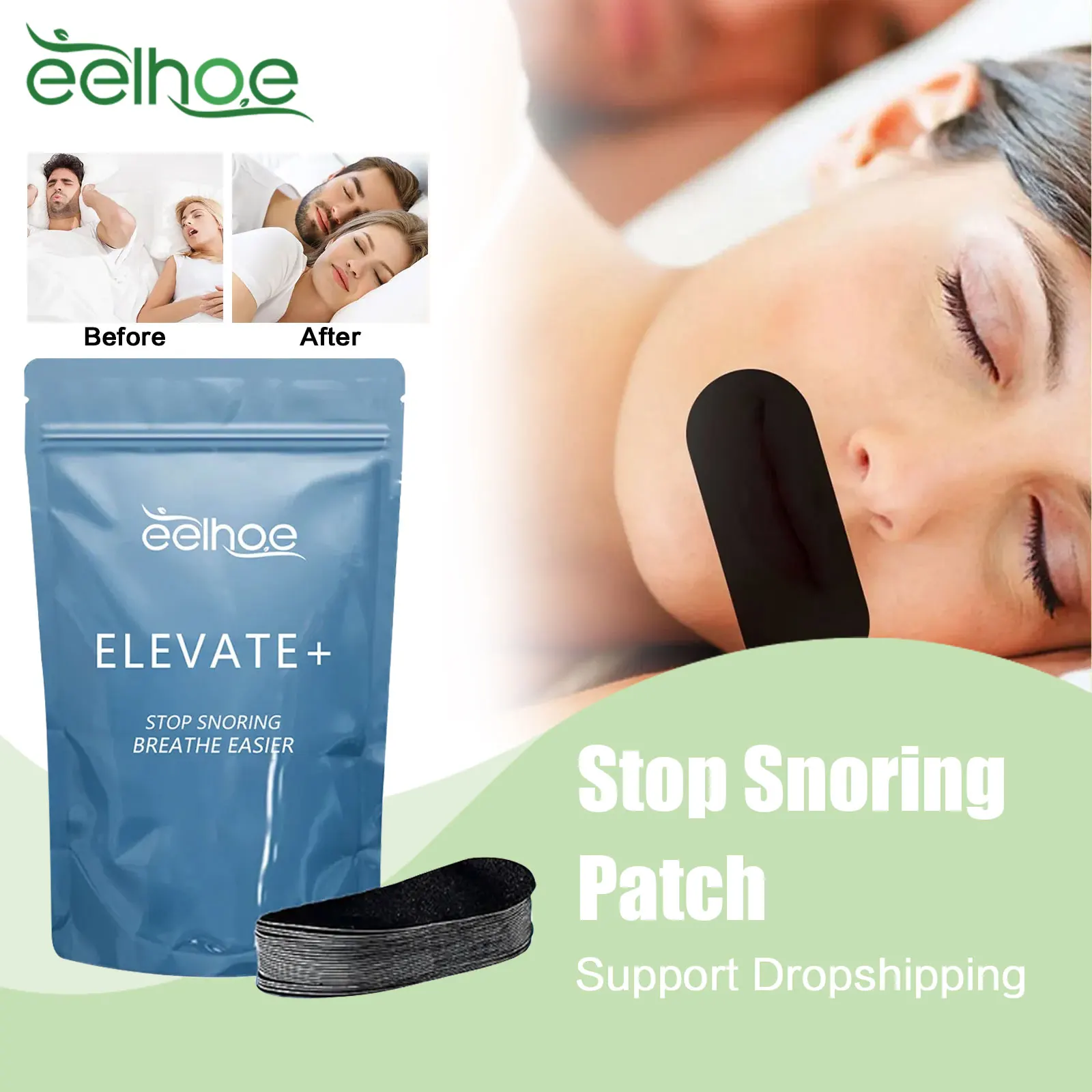 

EELHOE Anti Snoring Patch Improve Sleeping Promoting Better Breath Portable Night Sleep Stop Snoring Sticker Mouth Orthosis Tape