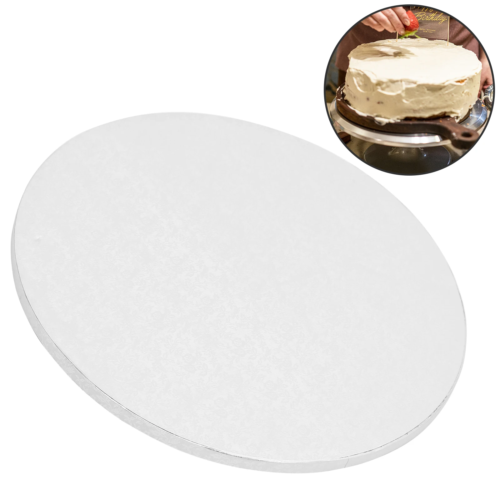 

Delicate Cake Plate 16 Inch Round Transfer Board Lightweight Smooth Edging Multi Function Baking Supply Cake Drum