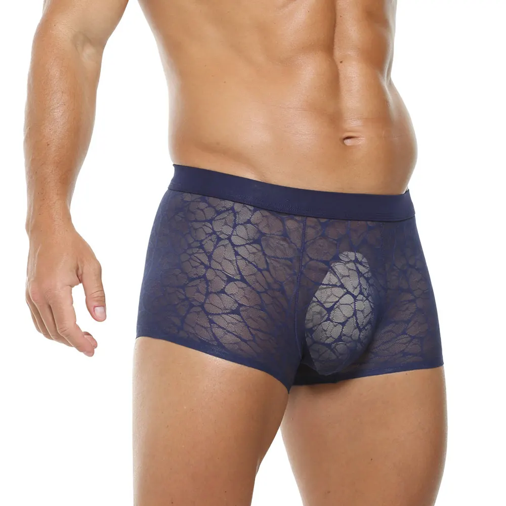 Men's Sexy Ice Silk Thin Flat Leg Pants Breathable Transparent Jacquard Summer Seamless Square Leg 2026 New Style