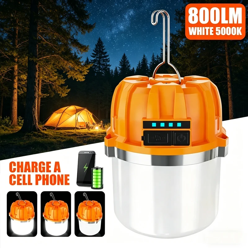 Powerful USB Rechargeable LED Camping Lights Built-in Battery Outdoor Camping BBQ Tents Hanging Lantern Emergency Power Bank