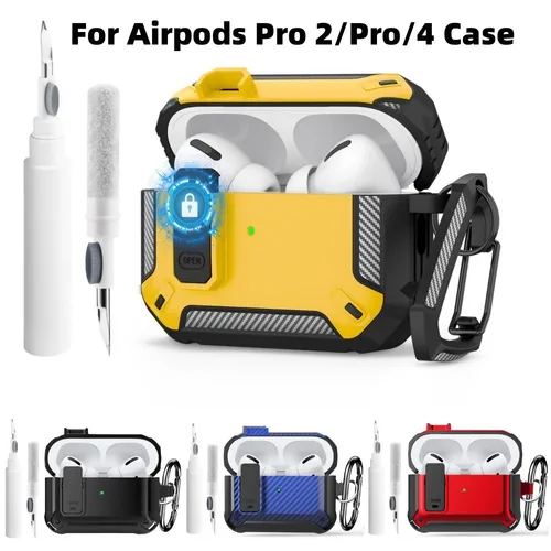 Para Airpods Pro 2/4 funda protectora dura a prueba de golpes con Clip de bloqueo seguro accesorios para AirPods Pro funda de segunda generación